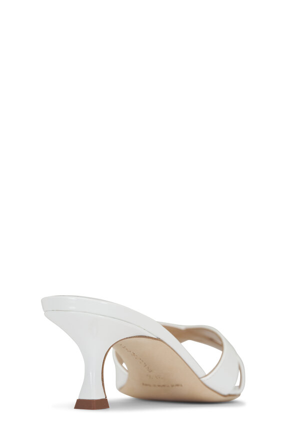 Manolo Blahnik - Callamu White Leather Slide, 50mm