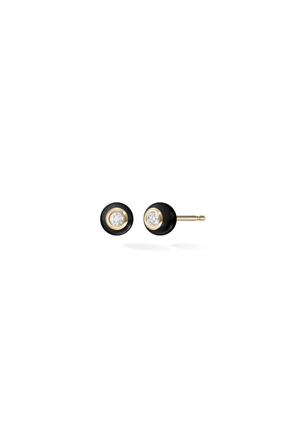 Melissa Kaye Small Black Enamel Audrey Stud Earrings