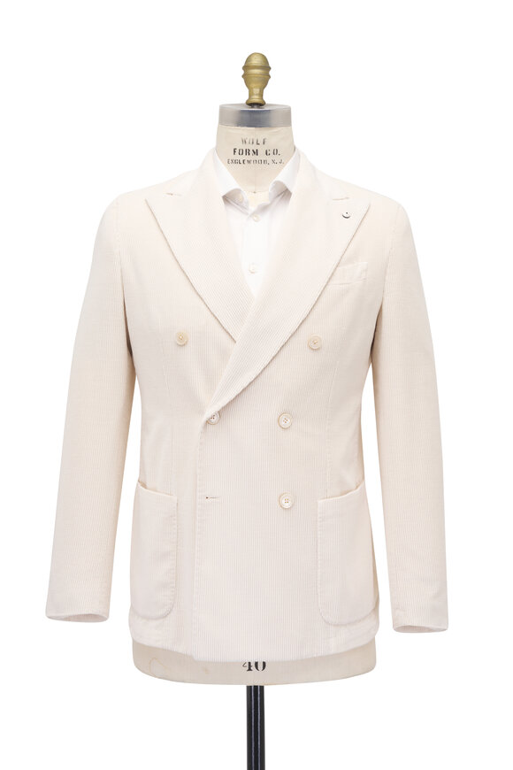 L.B.M. 1911 White Corduroy Double Breasted Sportcoat - view 2