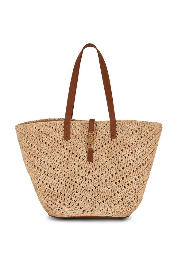 Saint Laurent Panier Raffia & Leather YSL Medium Tote