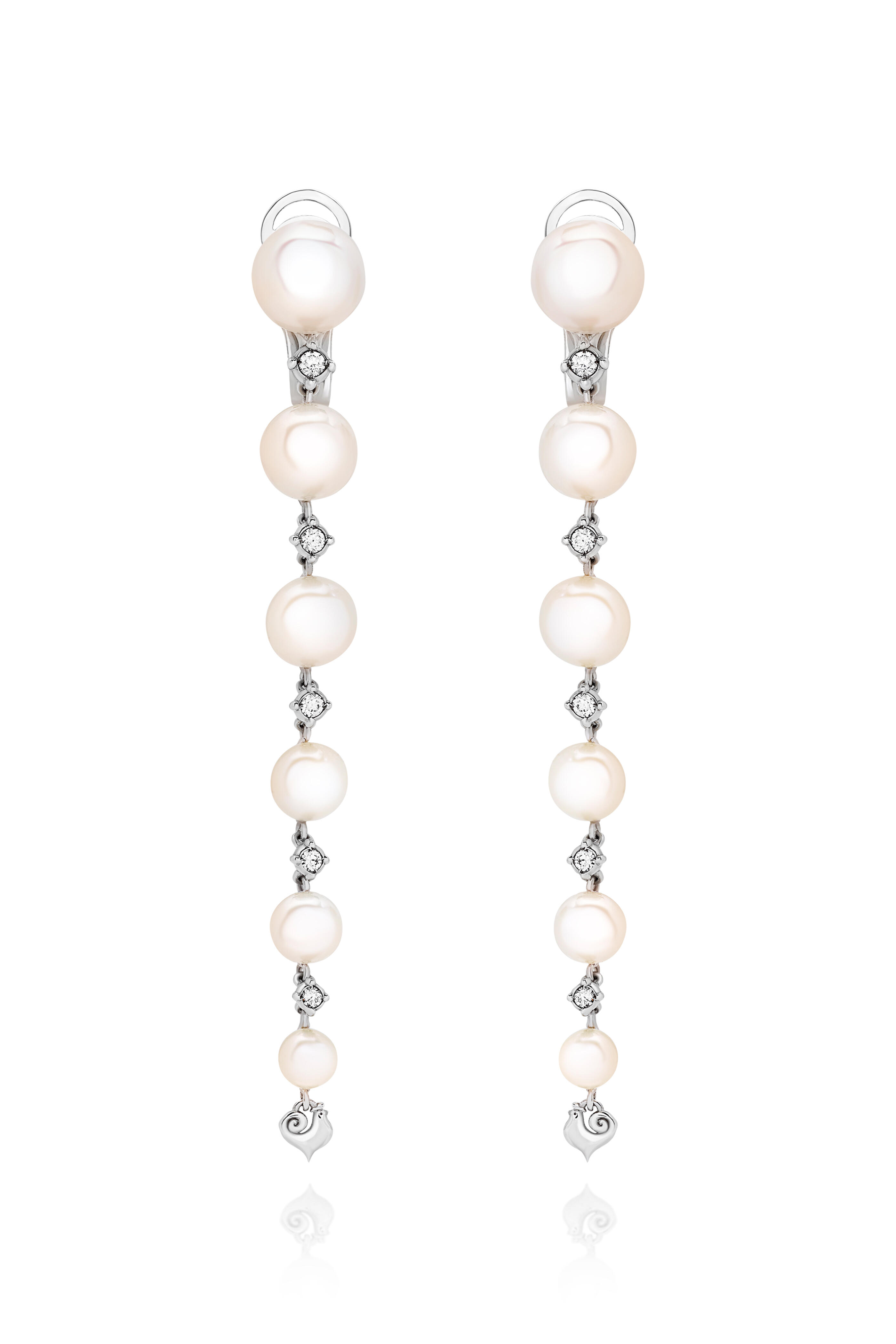 Chantecler - 18k White Gold Diamond & Pearl Drop Earring