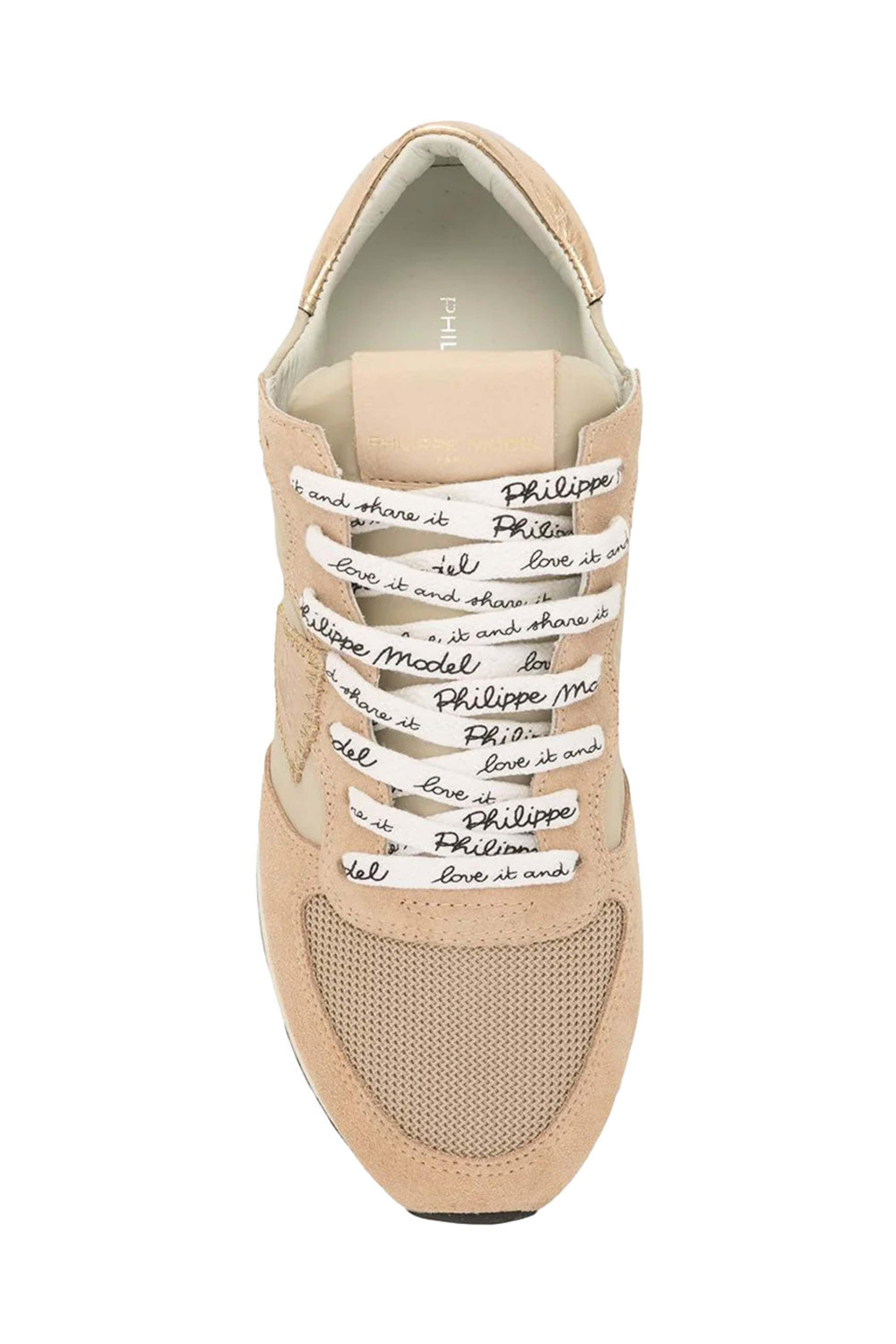 Philippe Model - Mondial Crocodile Effect Sneaker in Beige