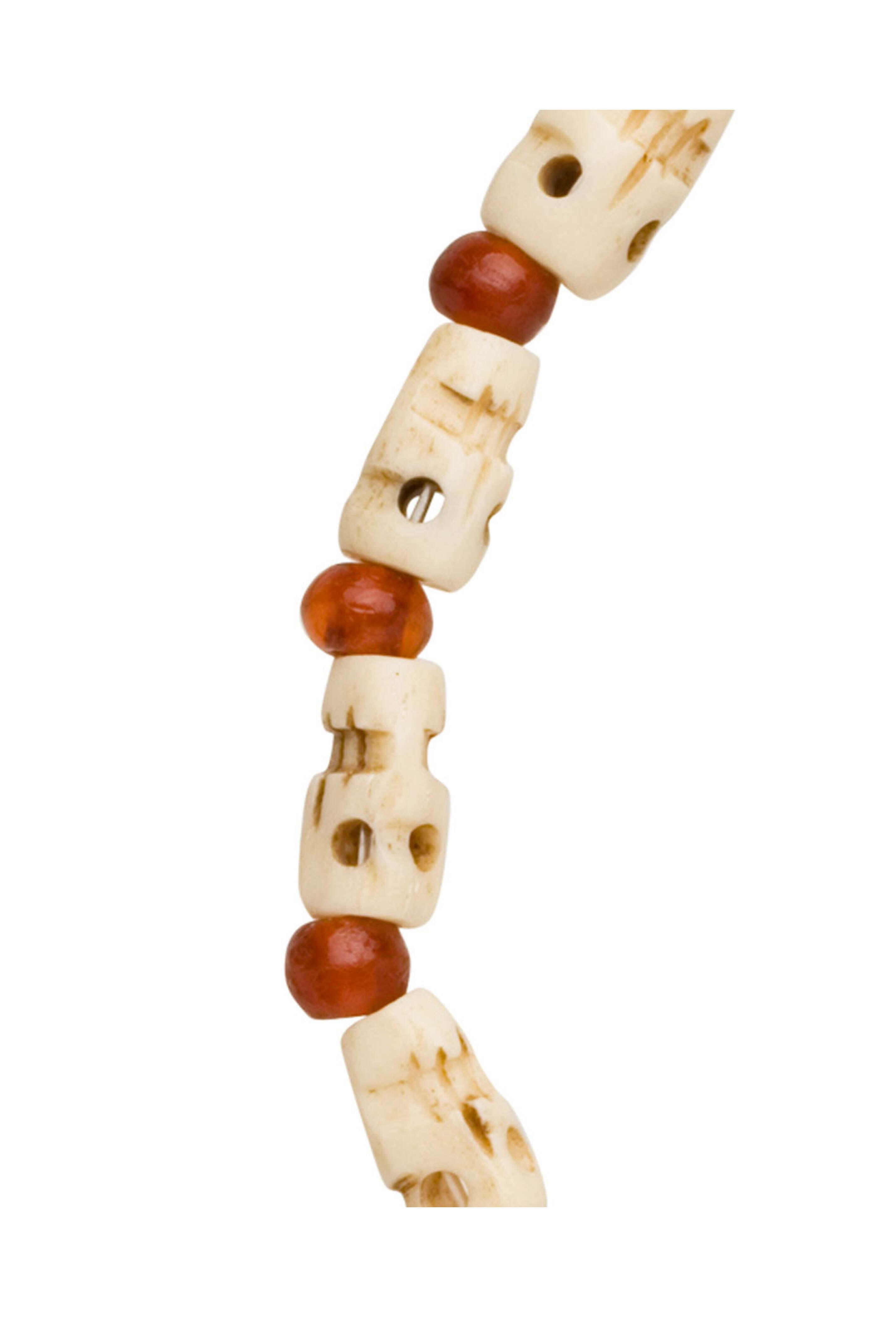 Spivey - Amber, Horn and Bone Skull Beaded Bracelet