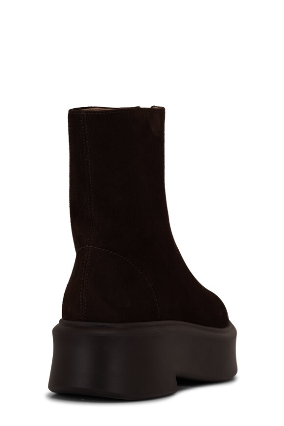 The Row - Dark Brown Suede Zipped Flatform Boot, 15mm 