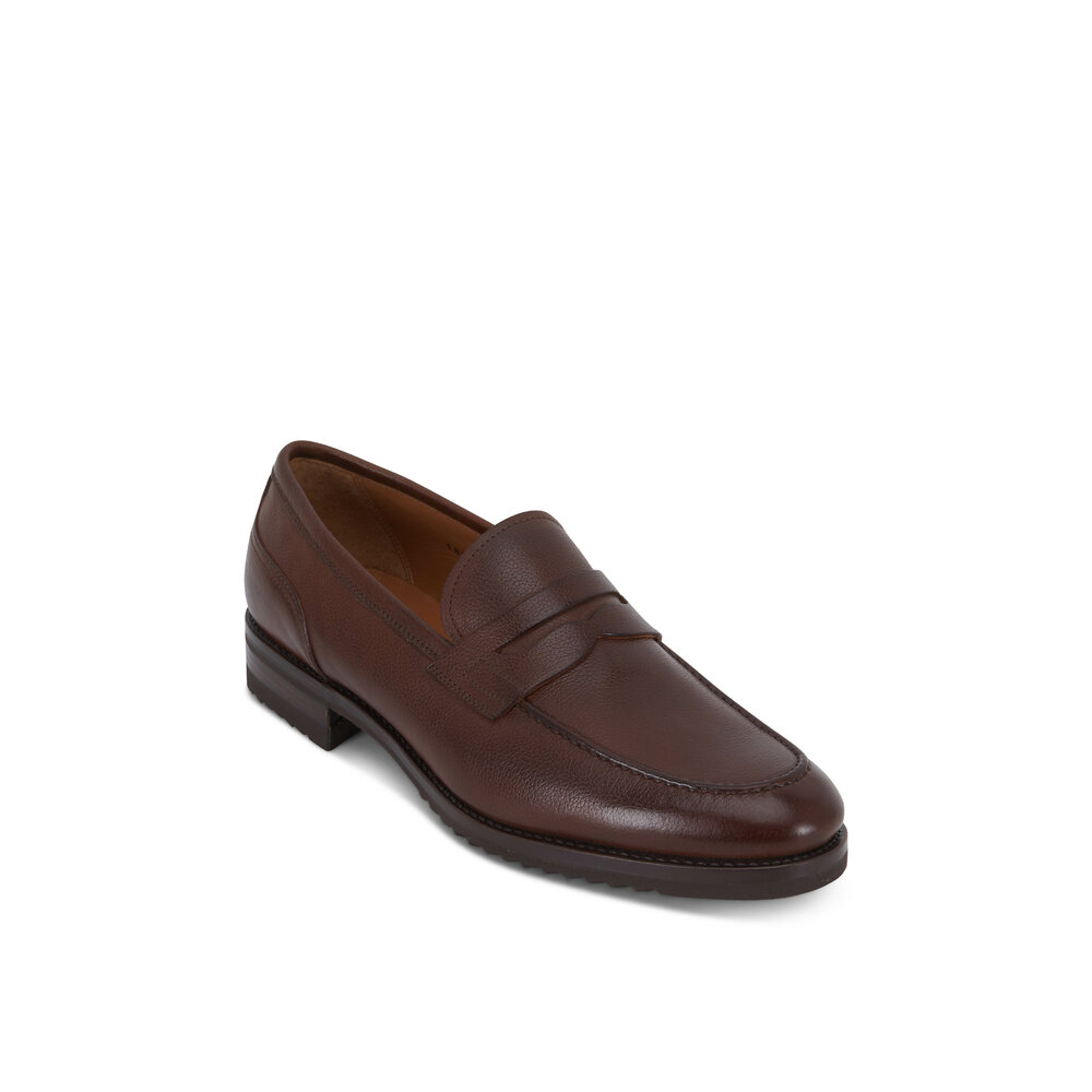 Gravati - Brown Grained Leather Penny Loafer | Mitchell Stores