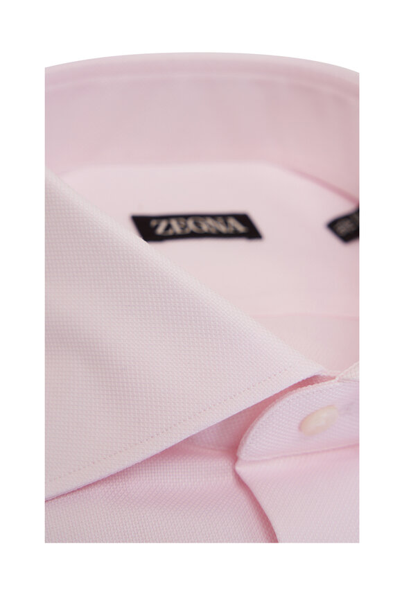 Zegna - Pink Textured Cotton Dress Shirt