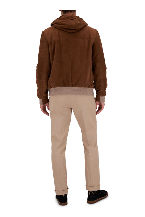 Brunello Cucinelli - Brown Suede Hooded Jacket