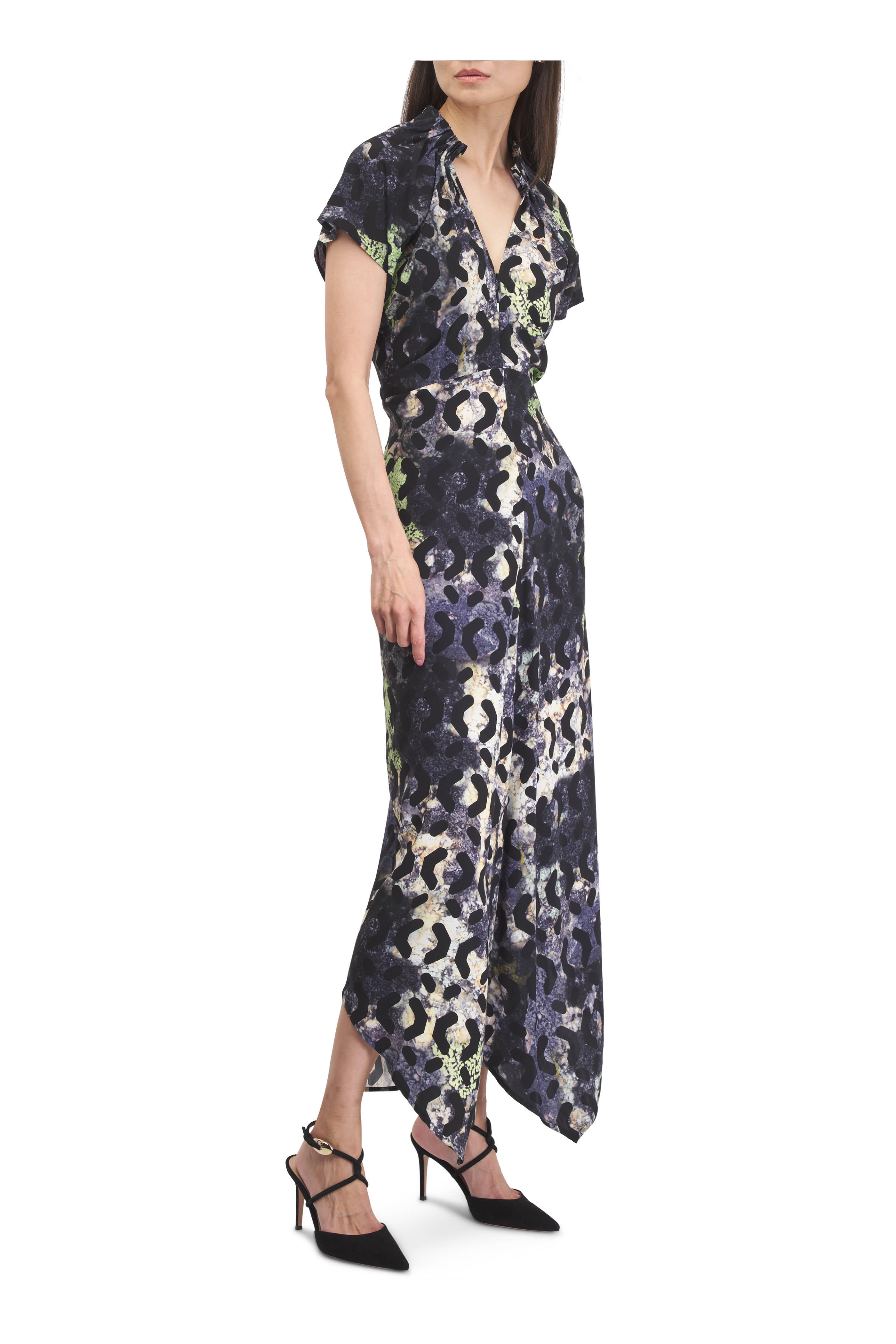 Zero + Maria Cornejo - Stella Multicolor Moss Print Ruched Dress