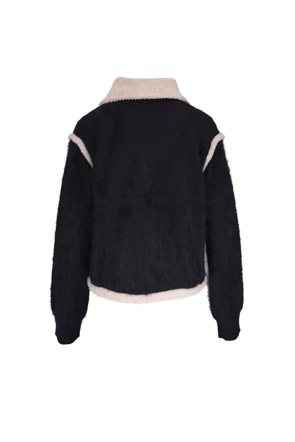 Guest in Residence Grizzly Black Cashmere Bomber Zip Cardigan - view 3