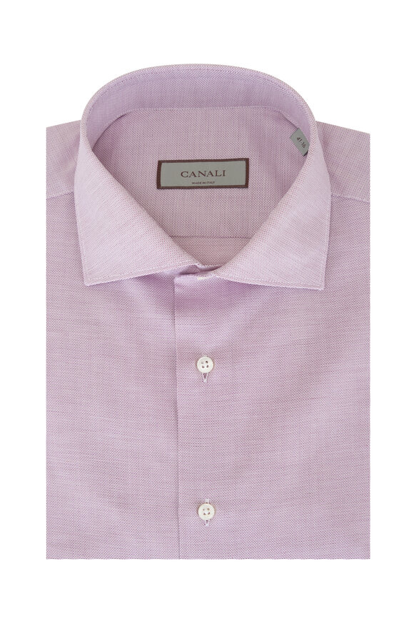 Canali Light Purple Micro Dot Cotton Dress Shirt