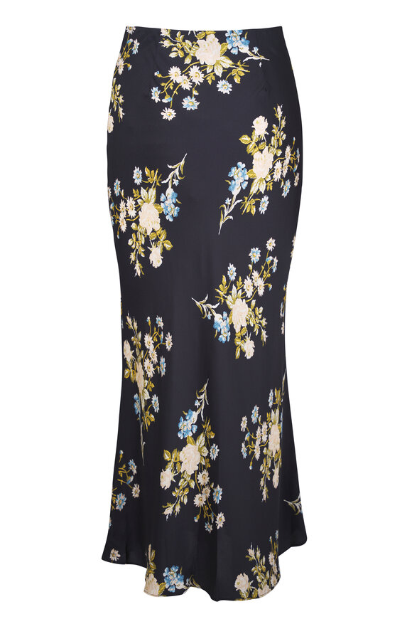 Veronica Beard Clover Black Floral Slip Skirt - view 5
