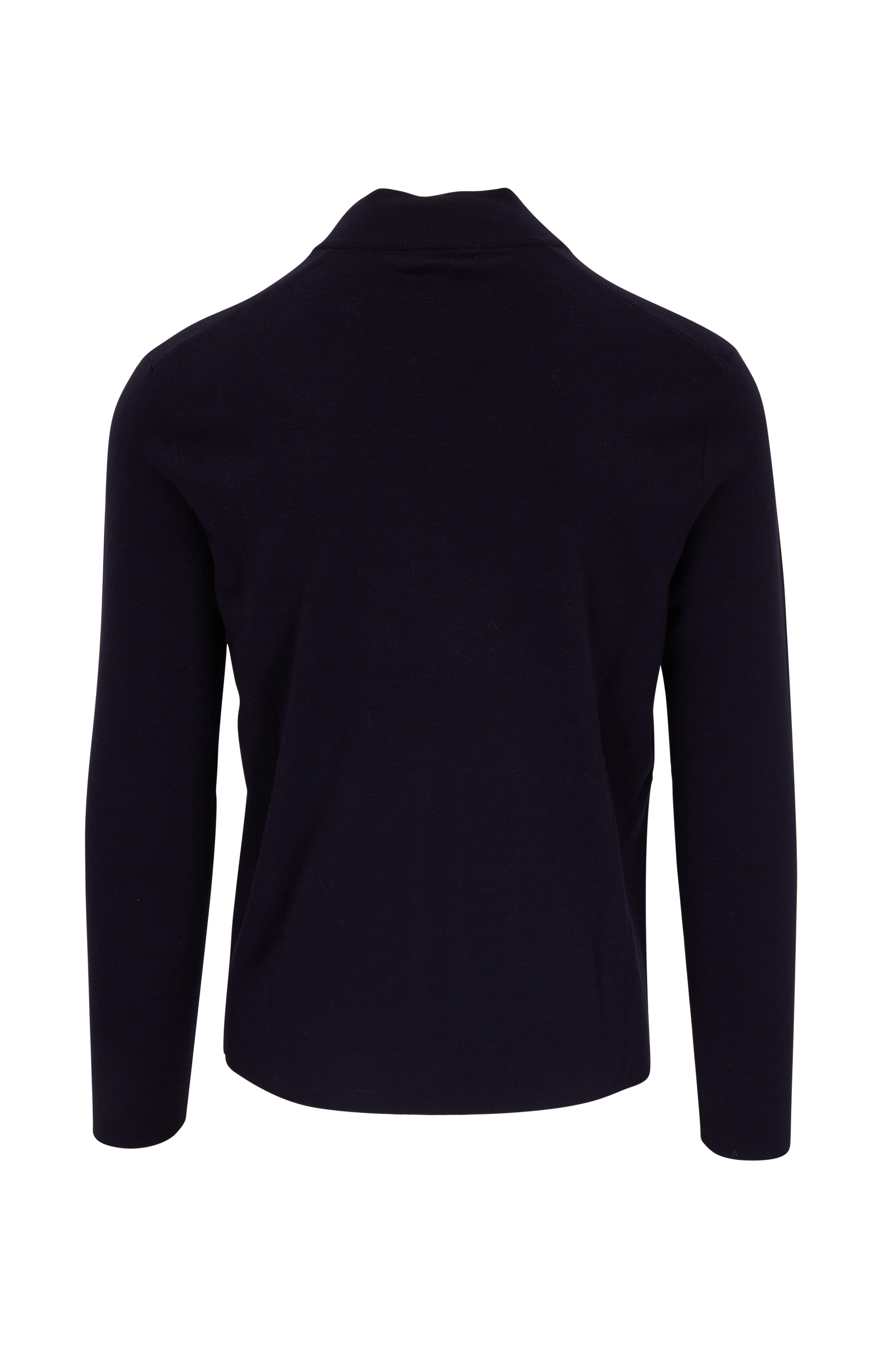 Ralph Lauren Purple Label - Navy Wool Front Zip Sweater
