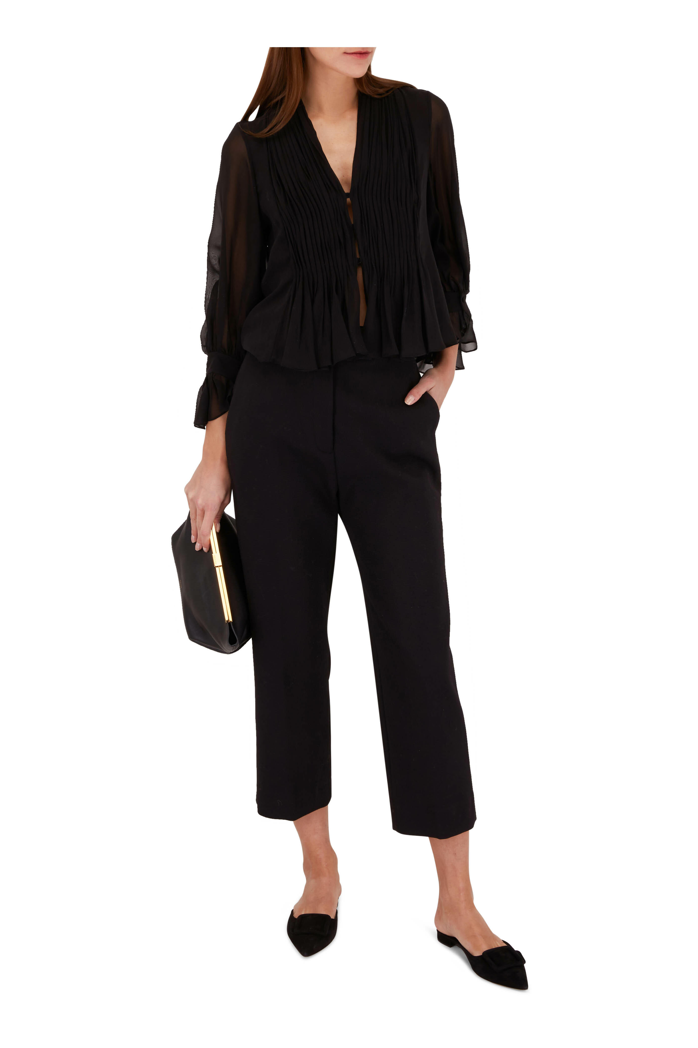 Khaite - Melie Black Cotton Cropped Pant