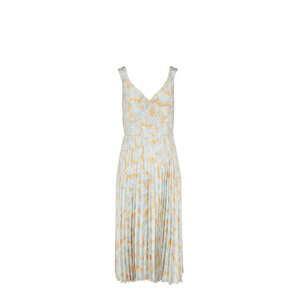 strapless open back dress Vince Pleated Double V-Neck Dress in Coastal Blue