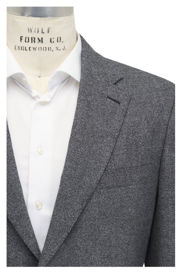 Brioni Charcoal Mélange Brushed Wool Suit 