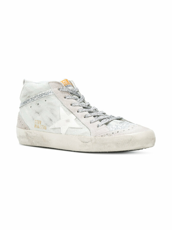 Golden Goose - Midstar White & Silver Zebra Glitter Sneaker