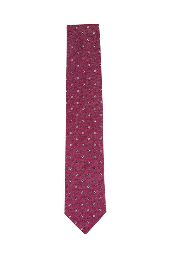 Paolo Albizzati Red Geometric Print Wool & Silk Necktie