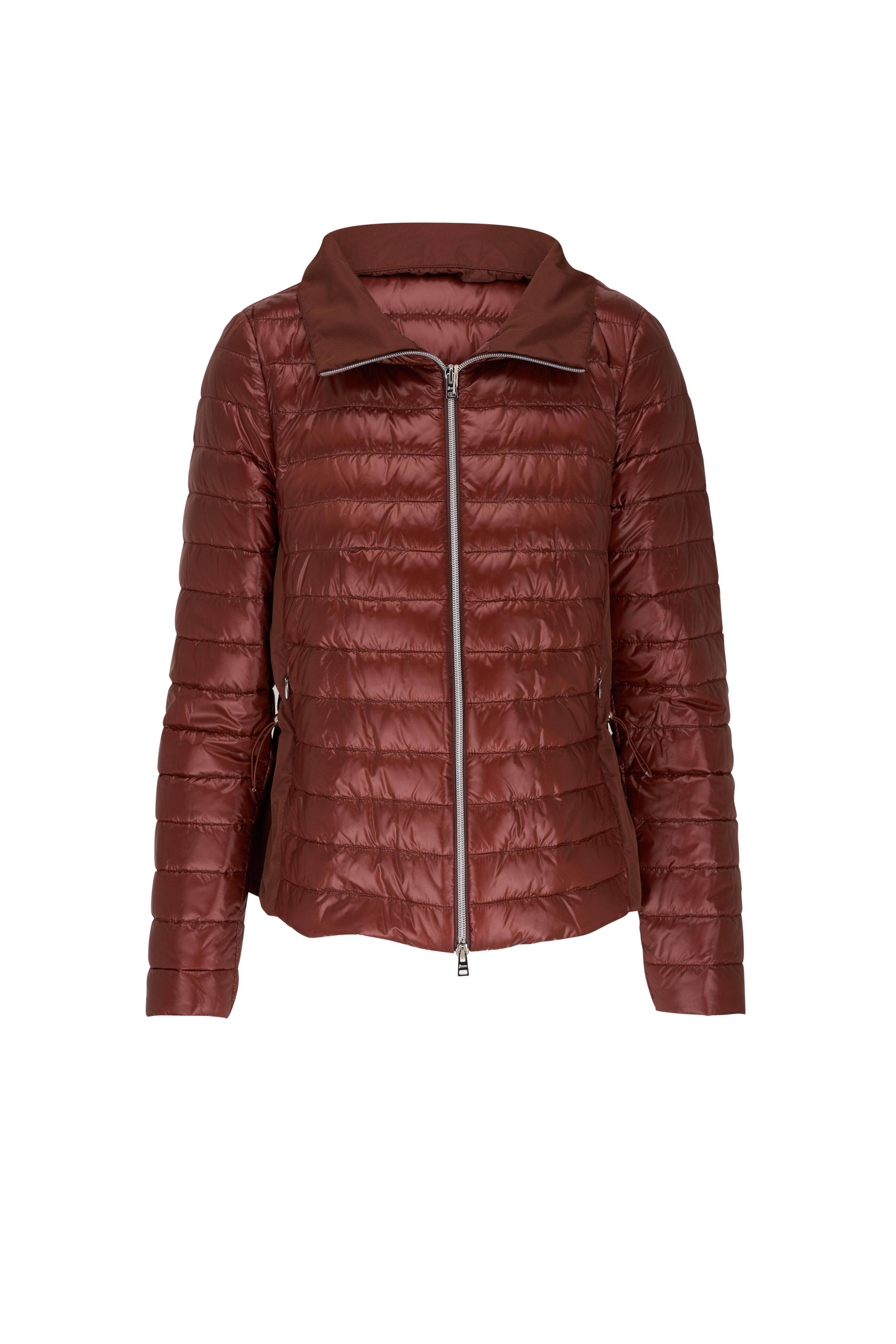 Herno - Burgundy Nylon & Taffeta Mixed Media Down Jacket