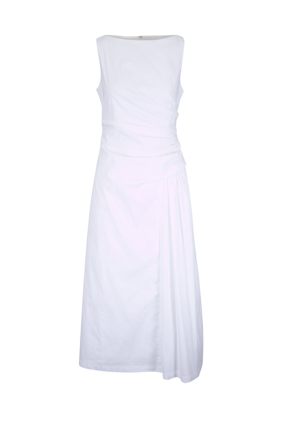 Lela Rose White Cotton Poplin Asymmetrical Flounce Dress - view 1