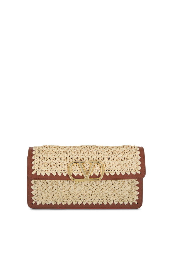 Valentino Garavani - Vlogo Natural Raffia & Leather Chain Wallet