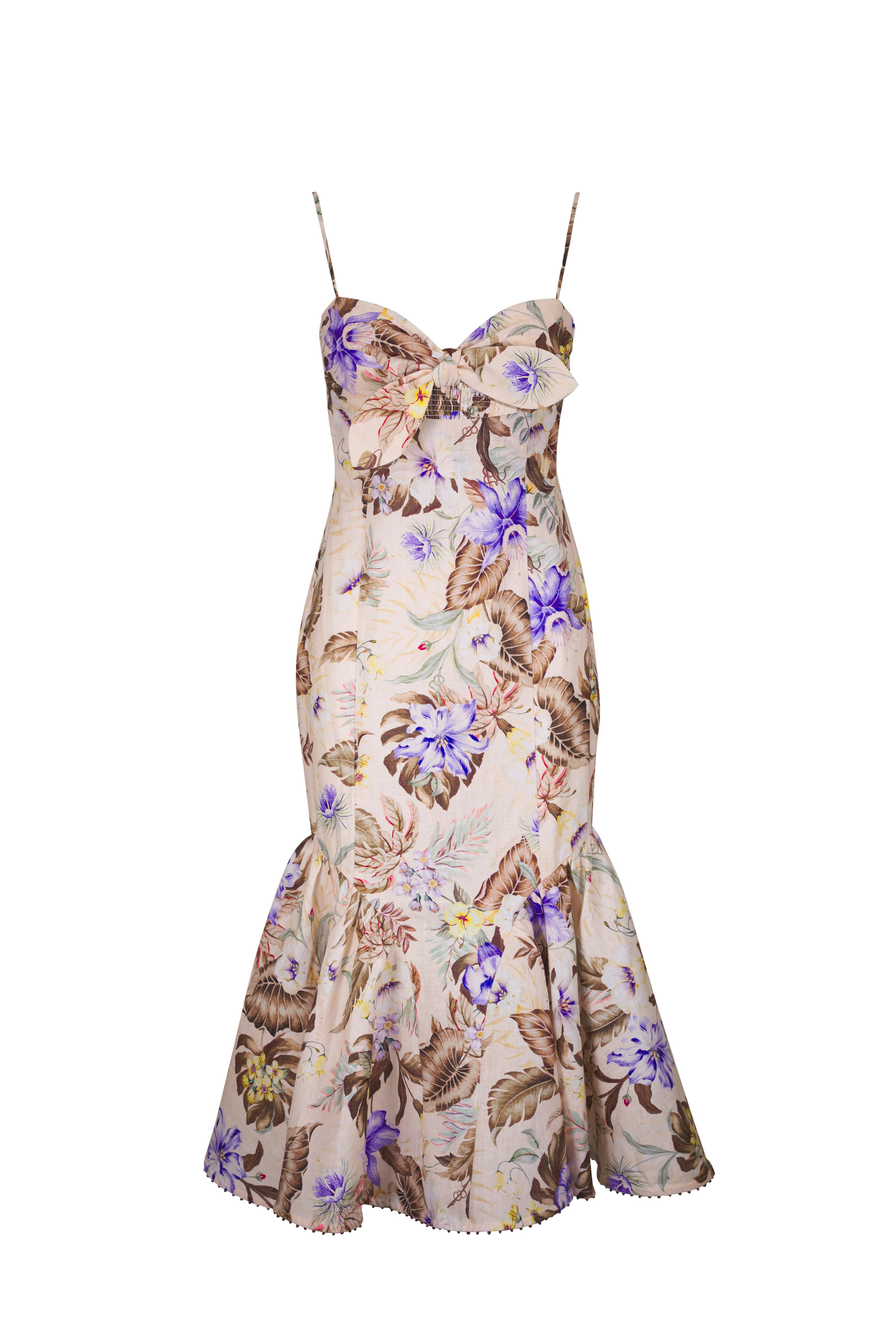 Zimmermann - Coco Cream Floral Multi Tie Front Midi Dress