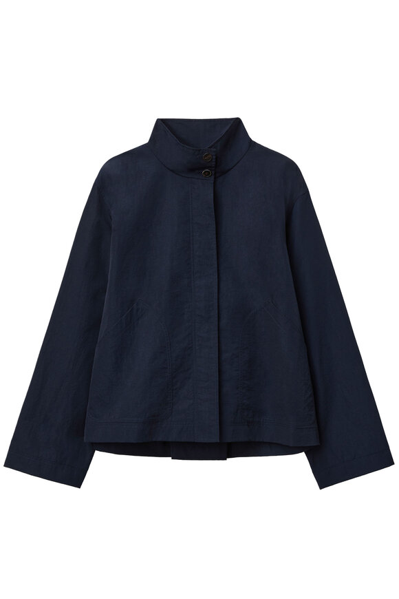 Lafayette 148 New York Calvary Blue Ink Twill Funnel Neck Jacket - view 6