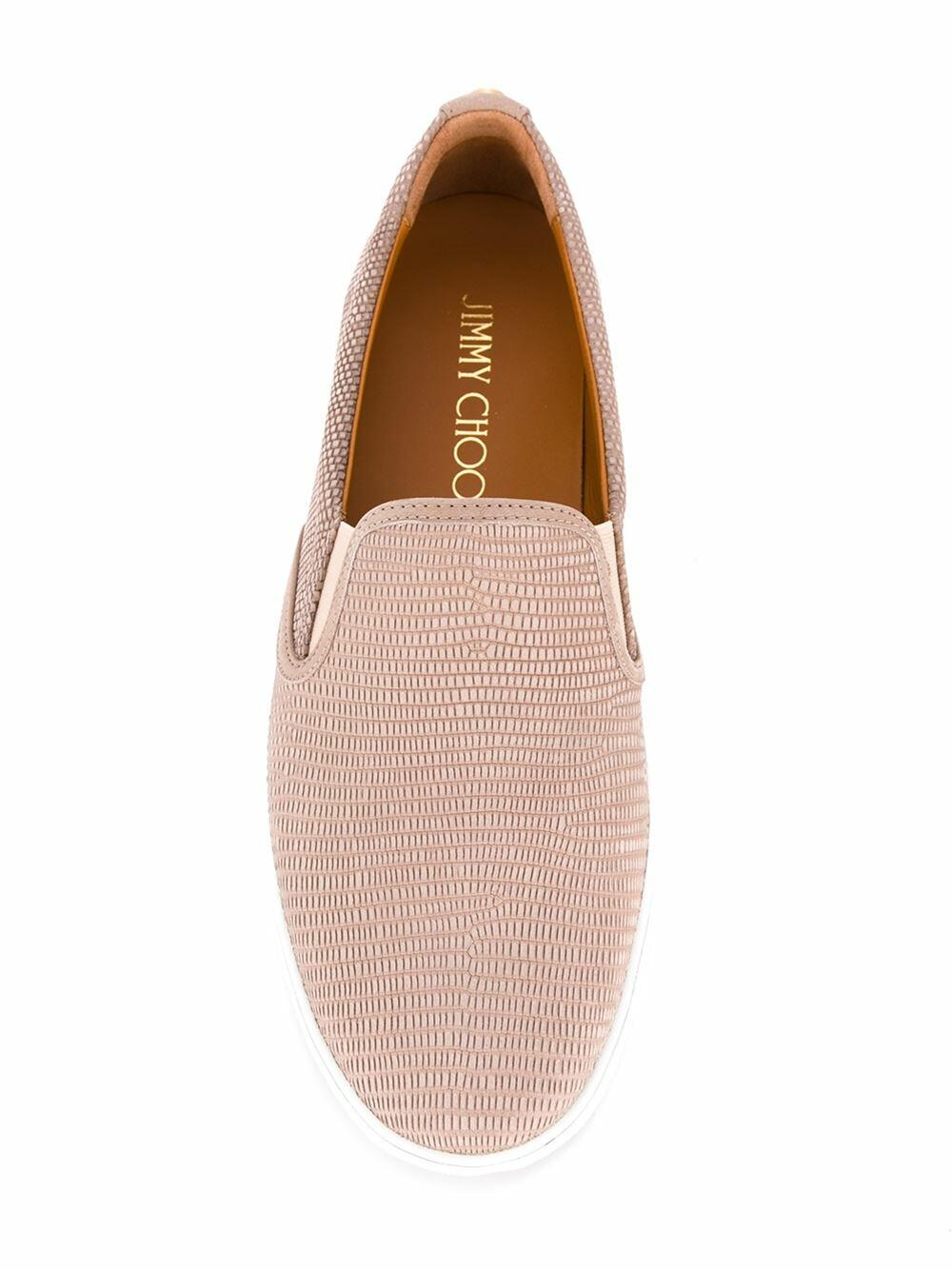 JIMMY CHOO ヘビ柄ミュール Jimmy Choo - Nude Snake Embossed Leather Slip-On Sneaker