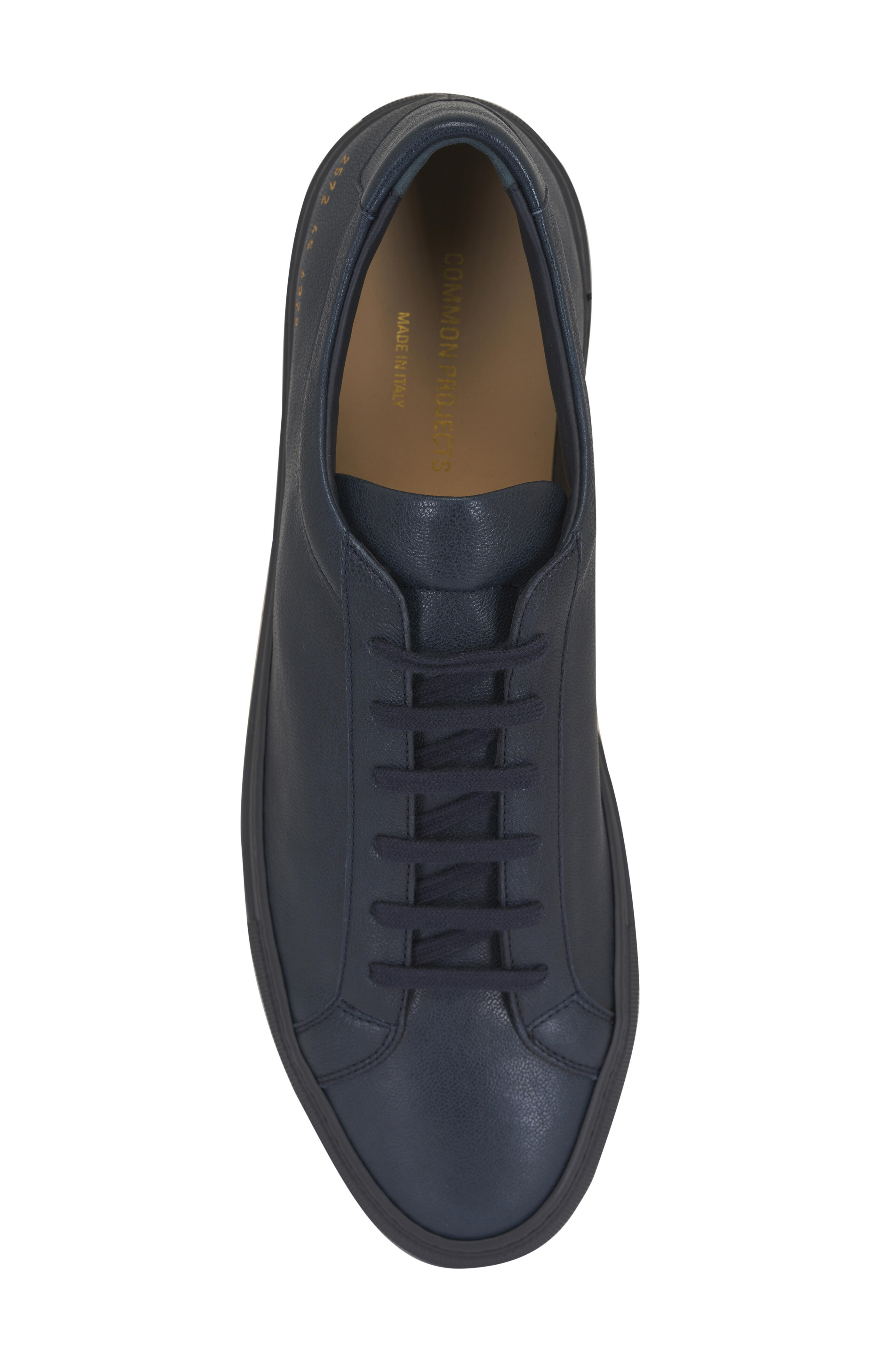 Common Projects - Achilles Premium Navy Blue Leather Low Top Sneaker