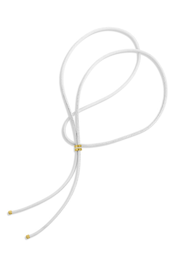 Leigh Maxwell 18k Yellow Gold White Leather Cord - view 2
