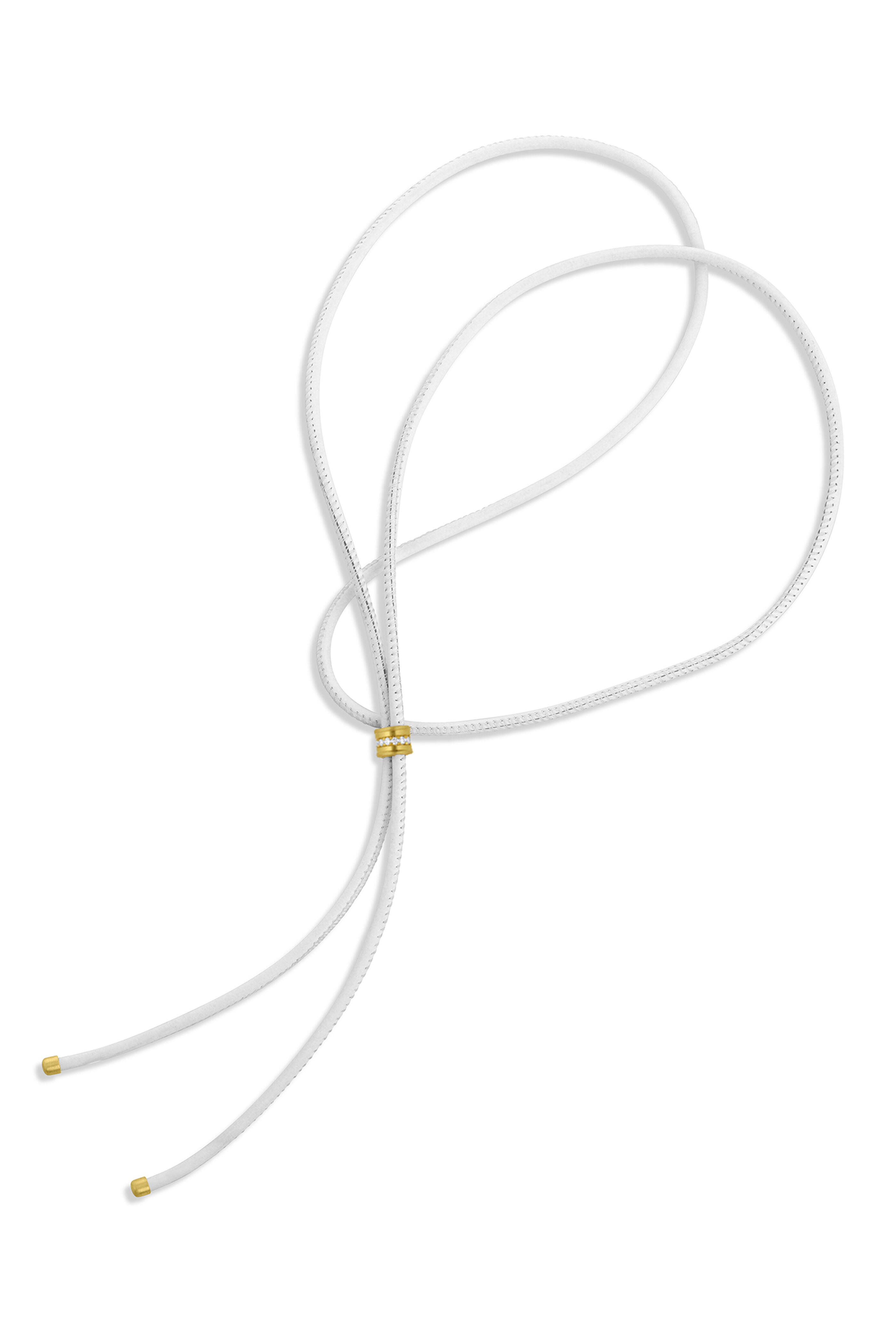 Leigh Maxwell - 18k Yellow Gold White Leather Cord - view 2