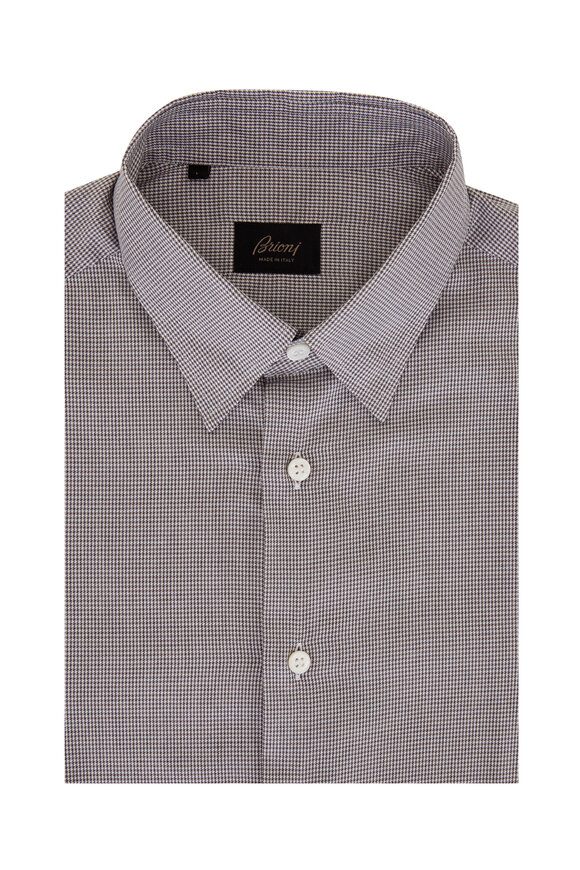 Brioni - Champagne & White Check Cotton Sport Shirt 