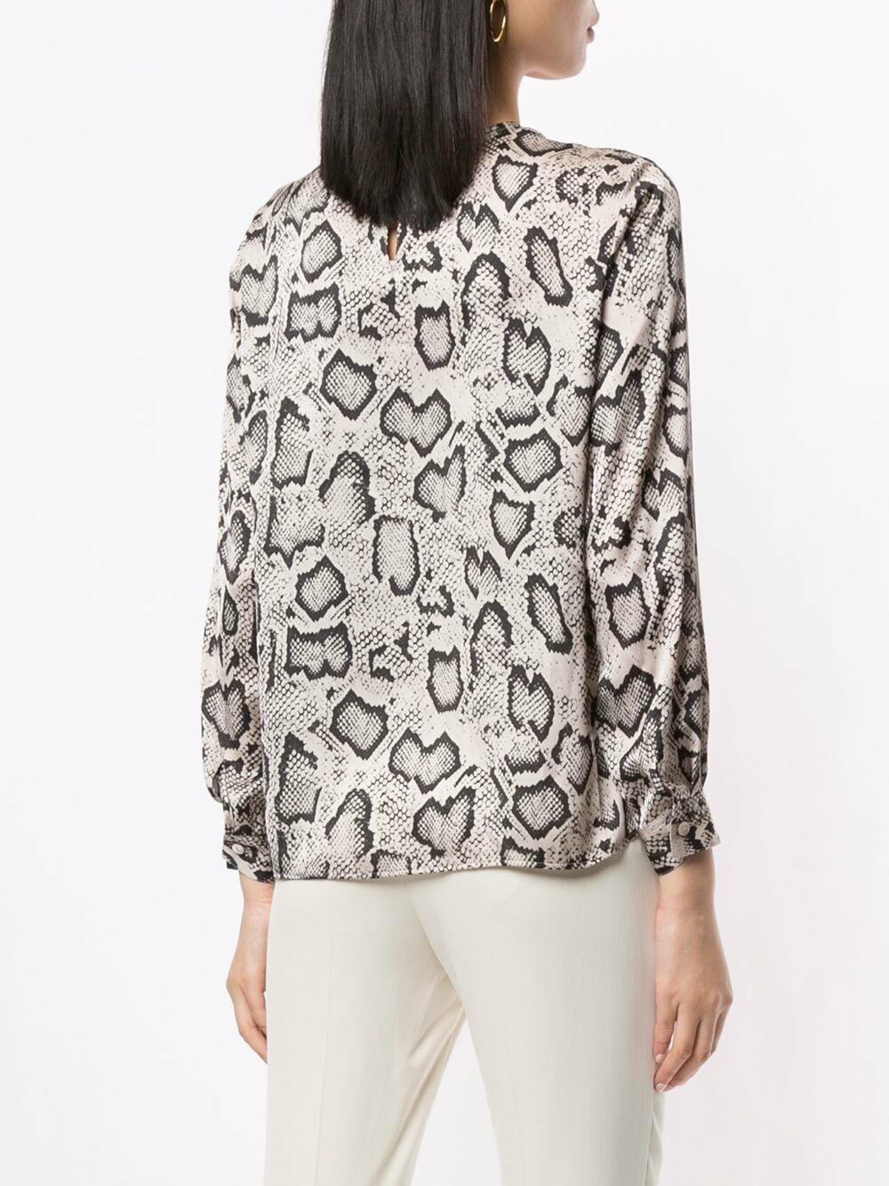 Paule Ka - Light Pastel Gray Snake Print Blouse
