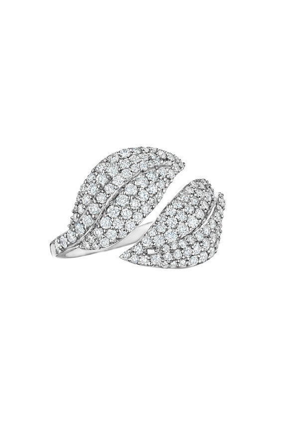 Penny Preville 18K White Gold Diamond Elliptical Leaf Ring