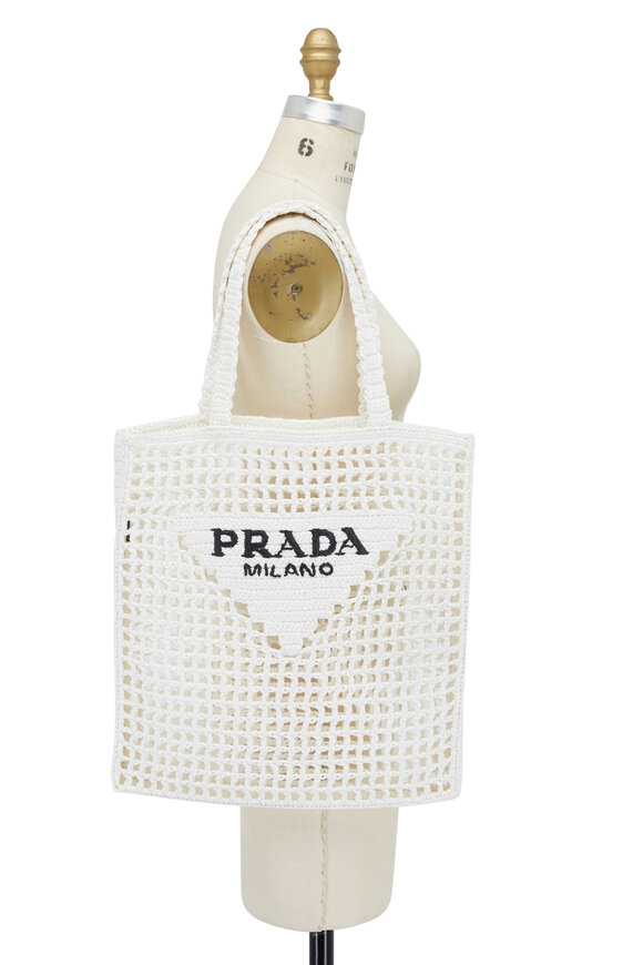 Prada - Bianco Crochet Raffia Tote 