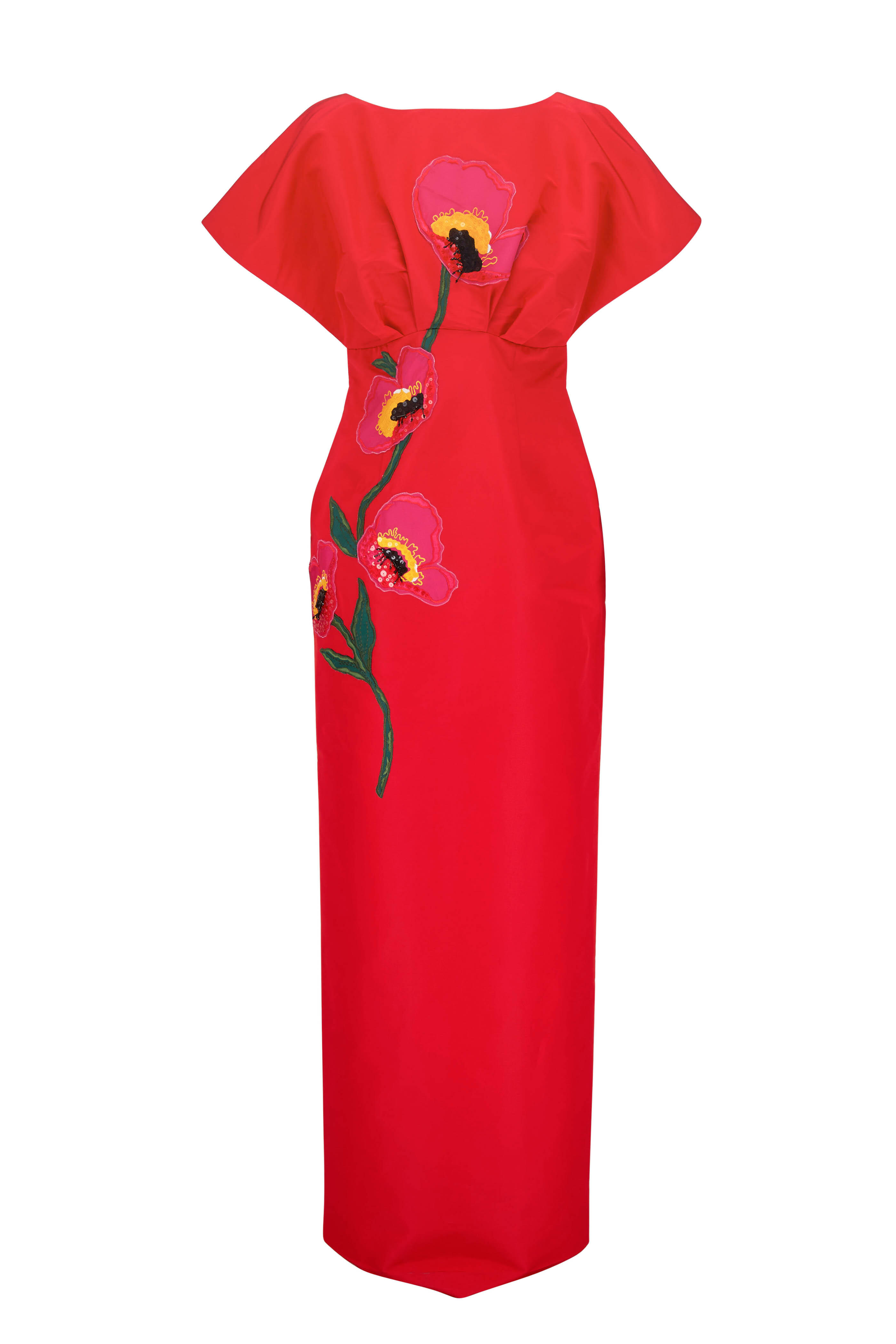 Carolina Herrera - Red Embroidered Column Gown | Mitchell Stores
