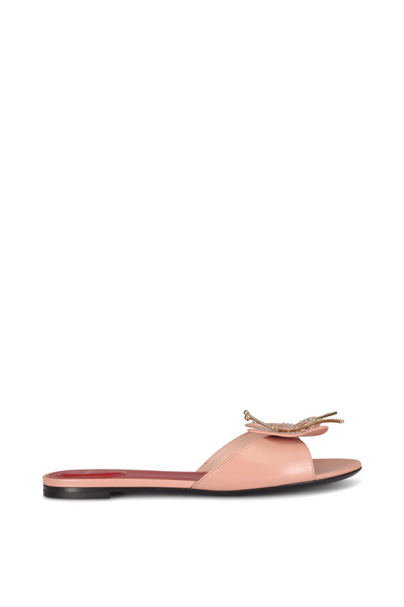 Valentino Garavani Flutterby Pink Embellished Slide - view 2