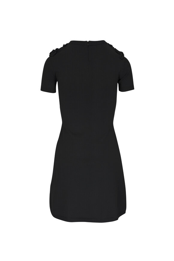 Valentino - Black Floral Embroidered Neck Mini Dress