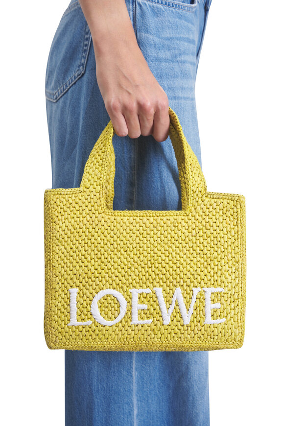 Loewe Small Yellow Raffia Logo Tote - view 3