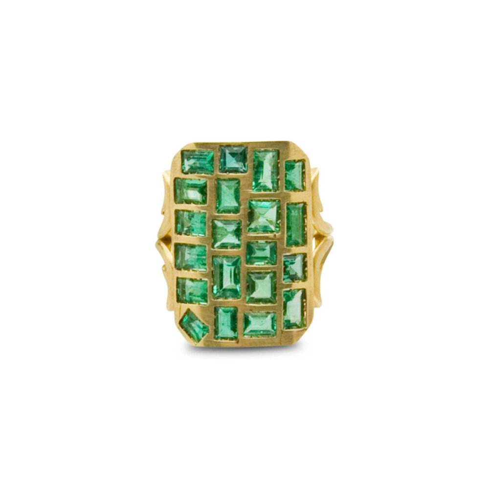 Sylva & Cie - 18k Yellow Gold Short Emerald Ten Table Ring