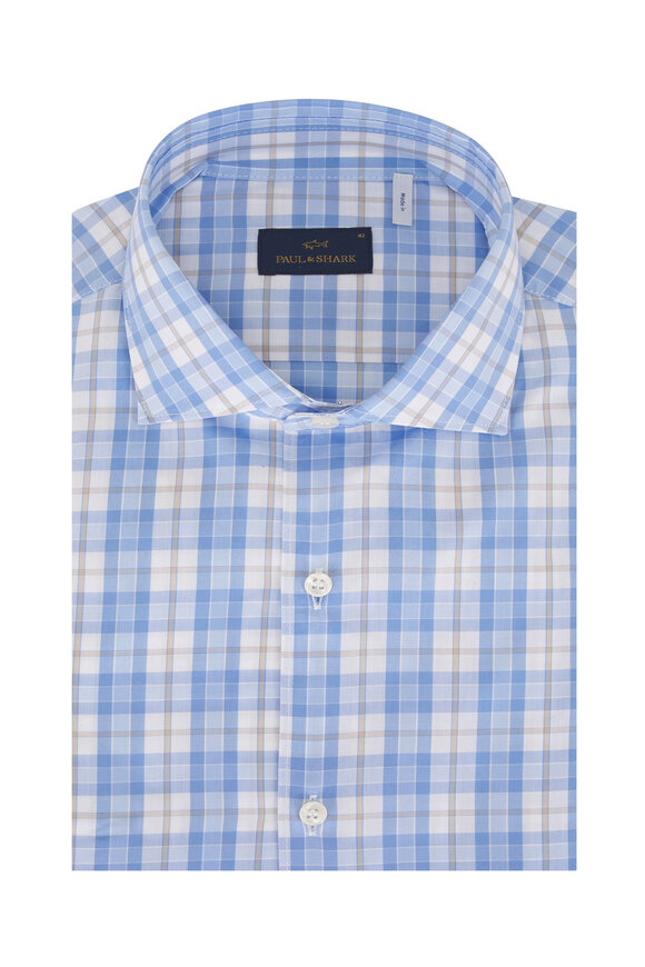 Paul & Shark Summer Breeze Blue & Beige Check Sport Shirt