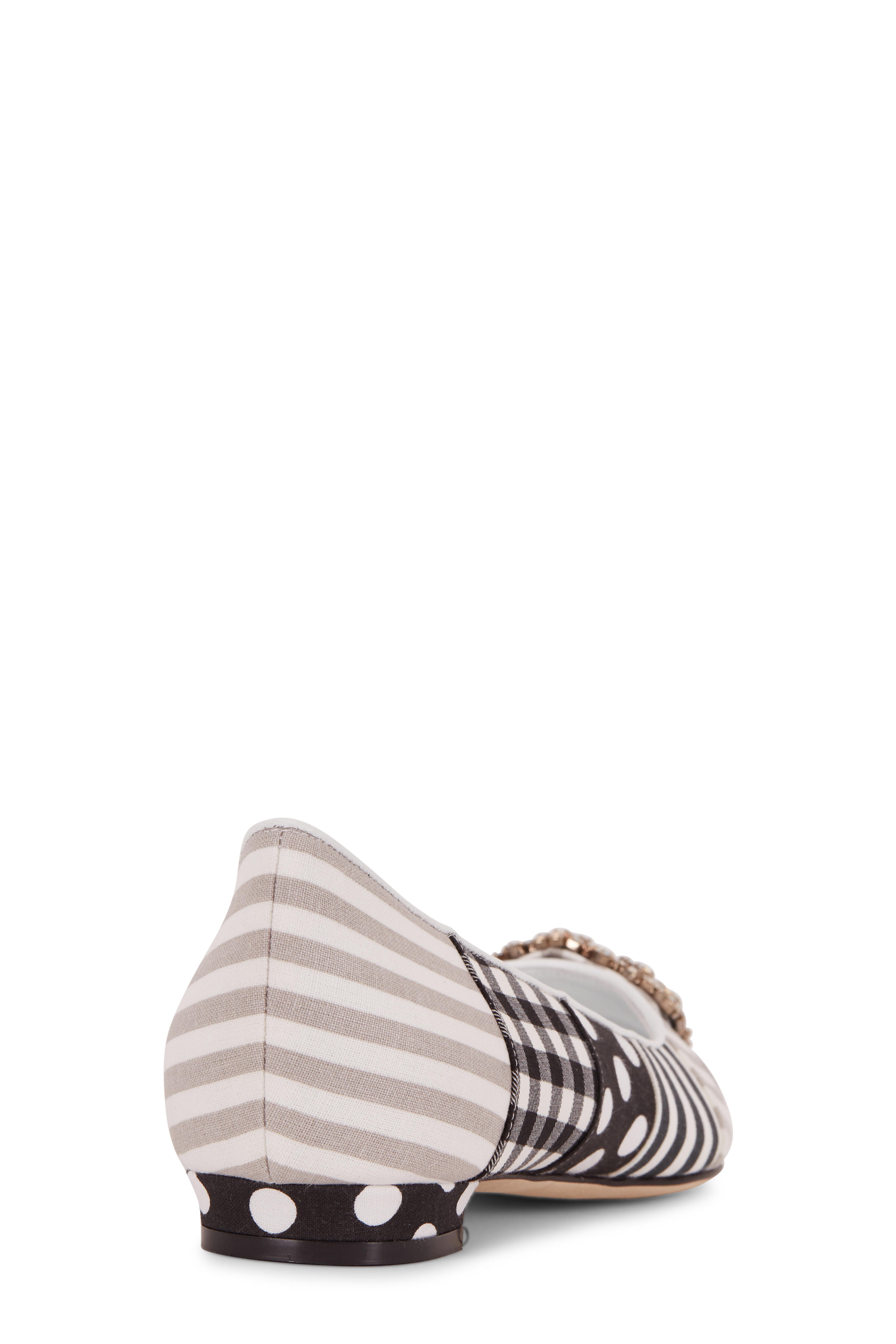 【ブレア】MANOLO BLAHNIK / HANGISI FLAT HANGISIFLAT | White Satin Jewel Buckle Flats | Manolo Blahnik