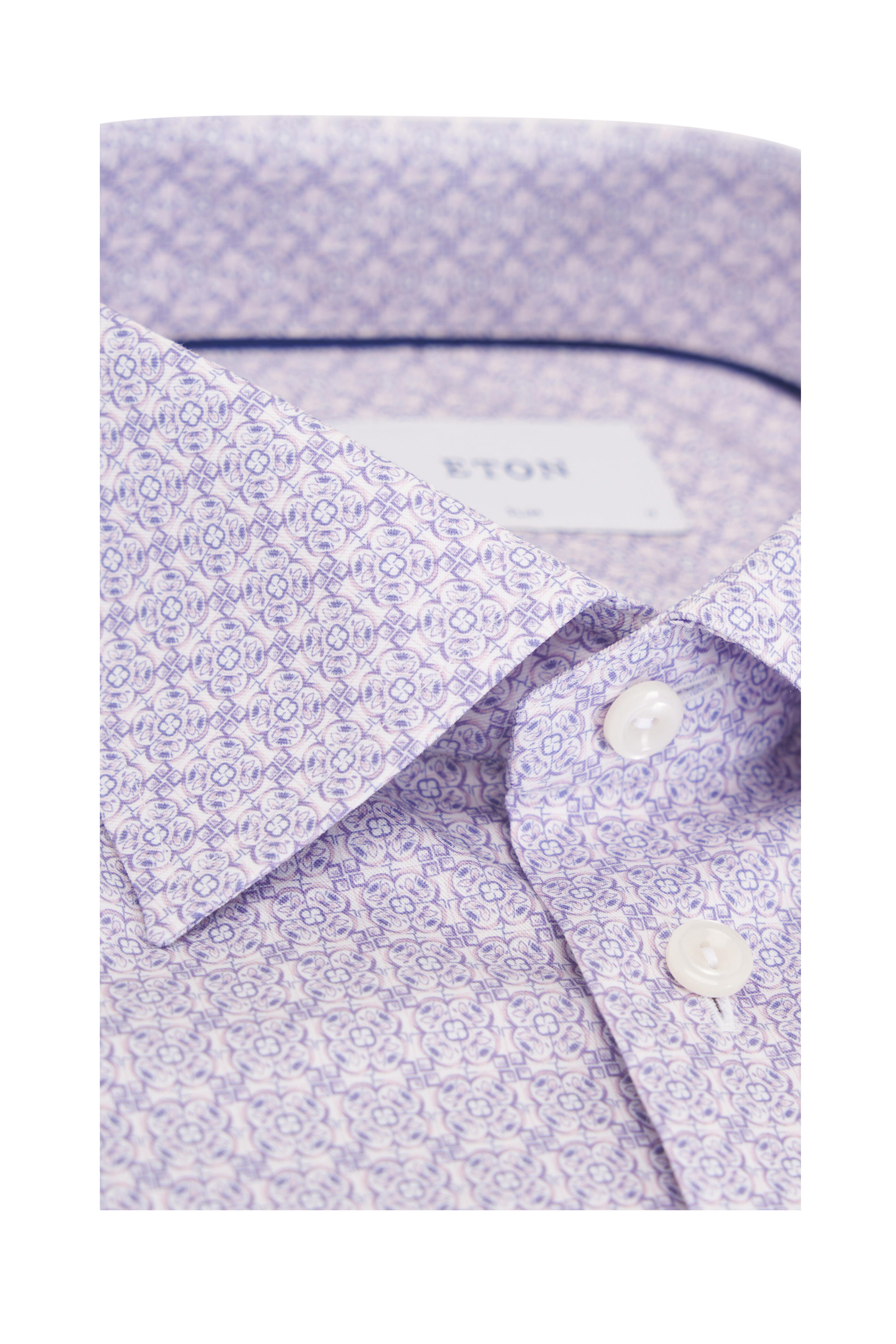 Eton - Pink & Purple Geometric Print Cotton Dress Shirt