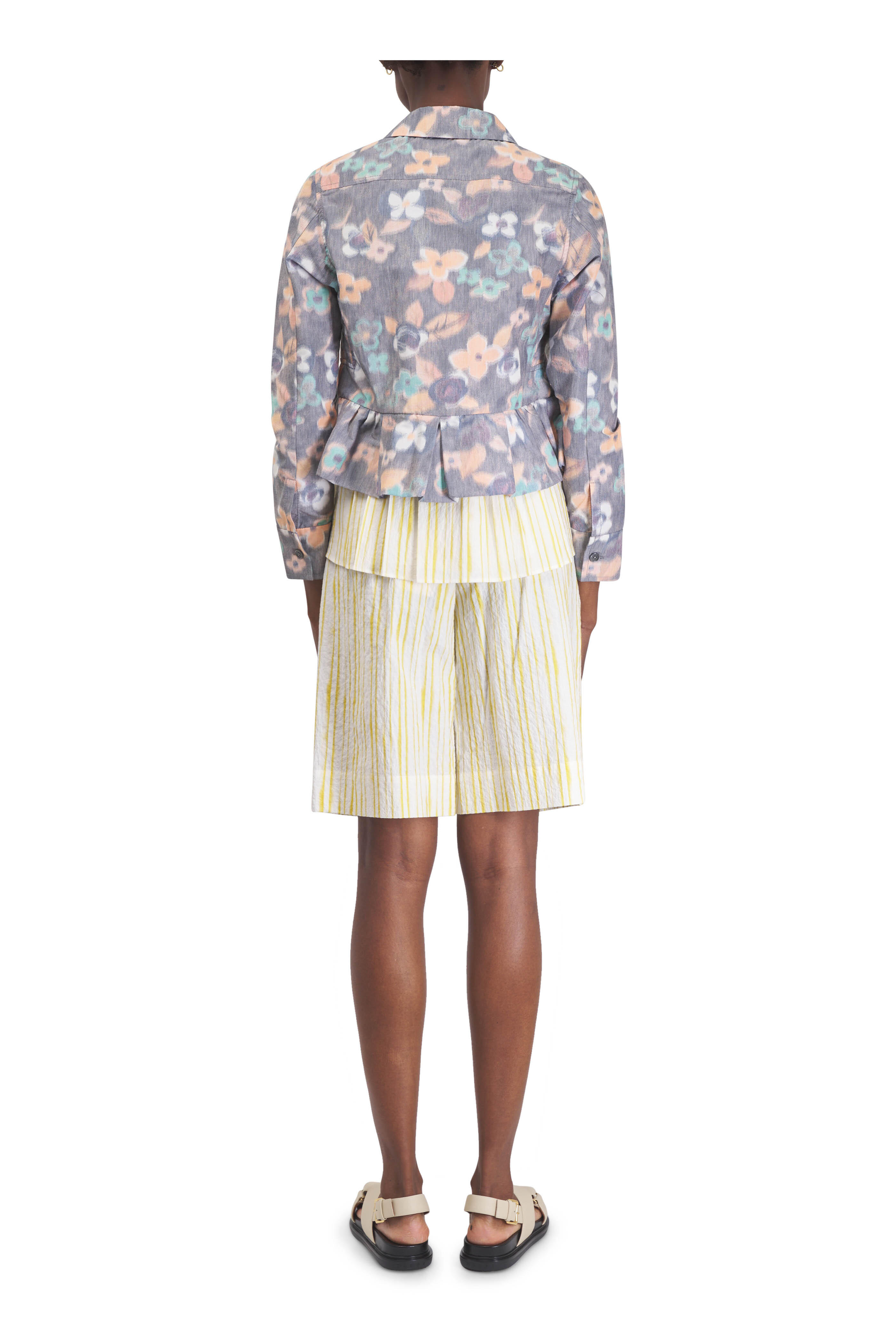 Odeeh - Aquarelle Stripe Yellow & White Cotton Short