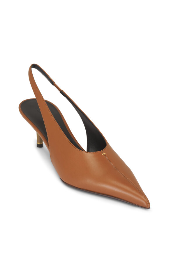 Khaite Bella Cuoio Glazed Leather Slingback, 55mm