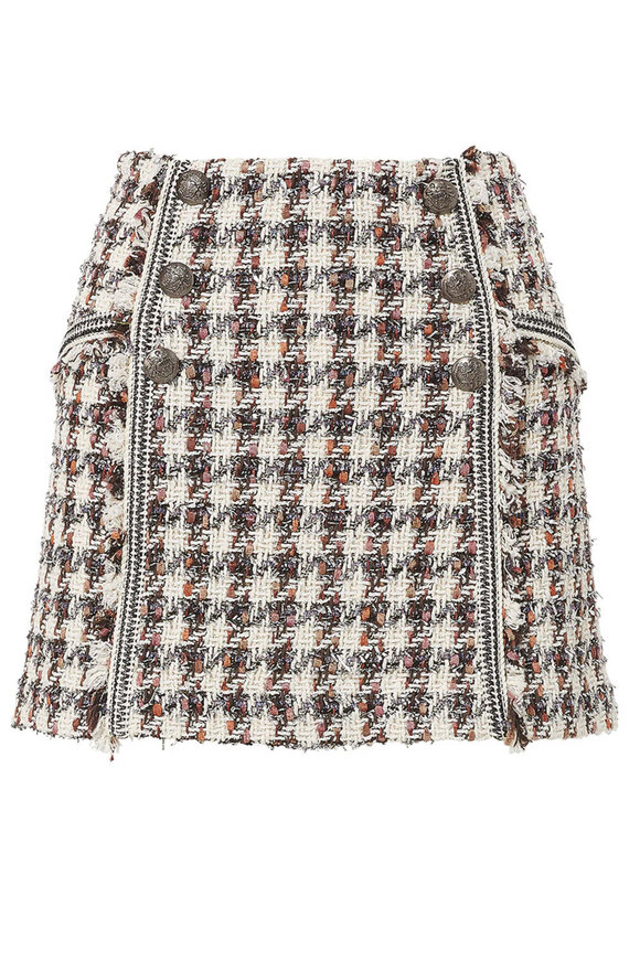 【Veronica Beard】 Stark houndstoothツイードミニスカート Veronica Beard - Ecru Multi Starck Houndstooth Mini Skirt