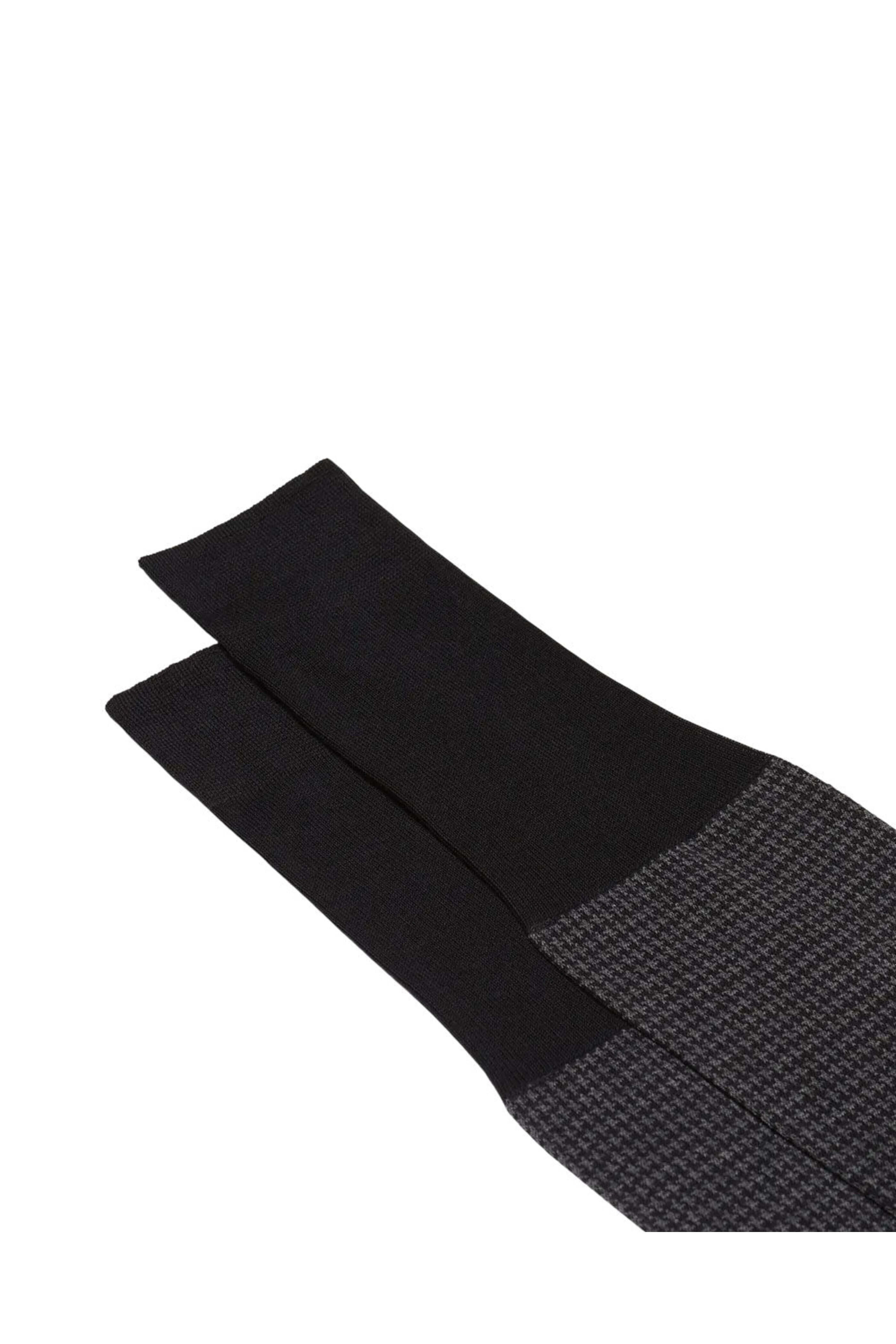 Bresciani srl - Houndstooth Over the Calf Socks in Grey