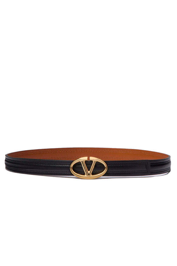 Valentino Garavani - Black Rhinestone Signature VLogo Belt