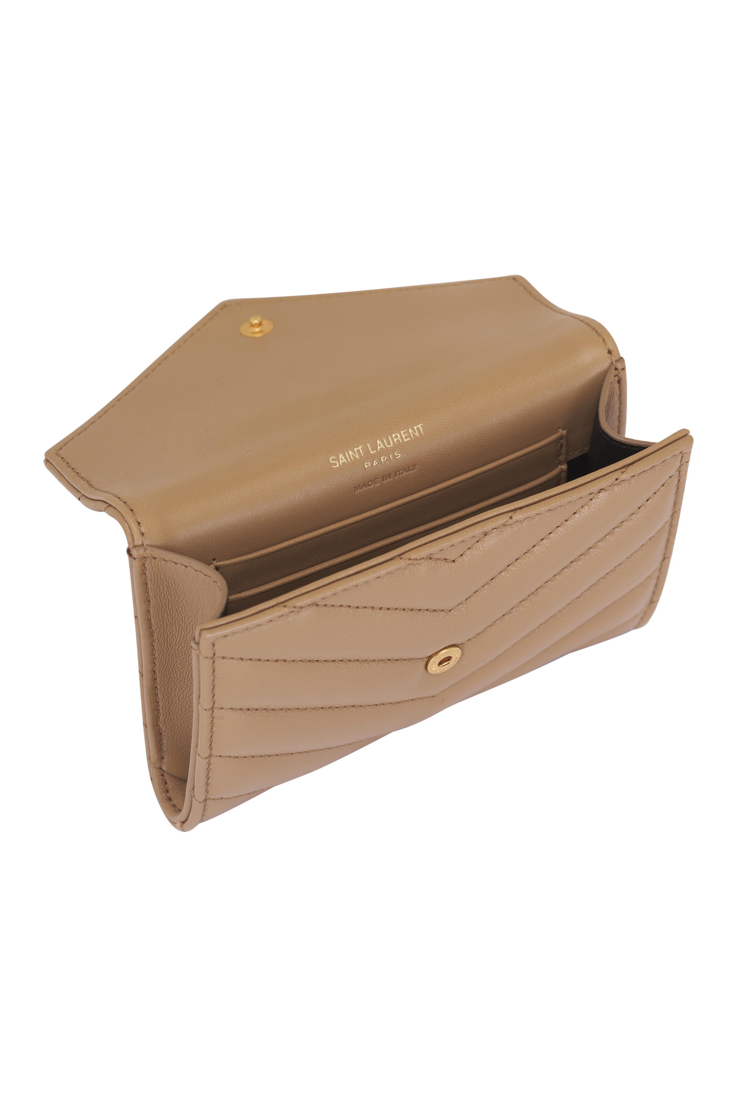 Saint Laurent - Natural Tan Cassandre Quilted Leather Wallet