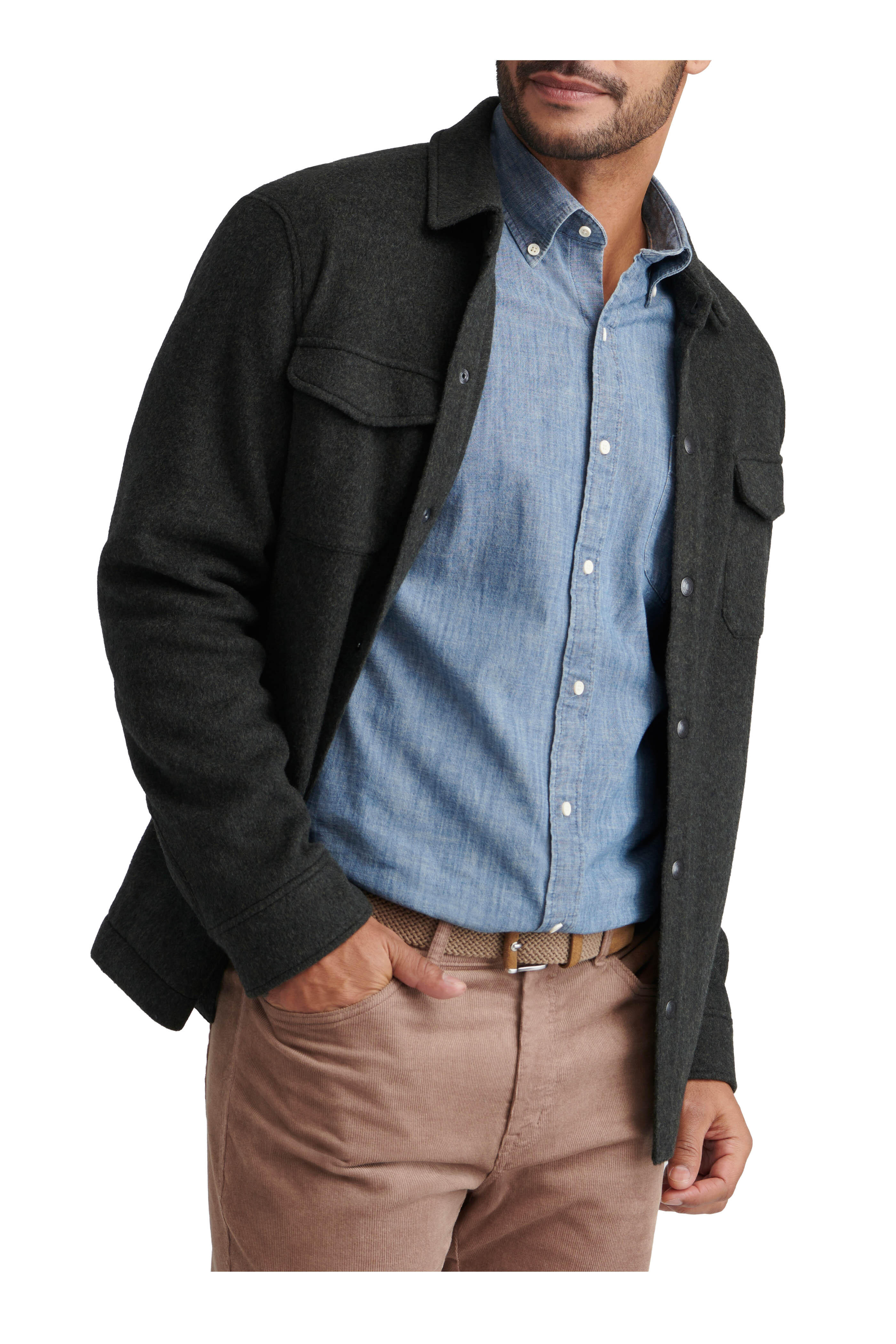 Peter Millar - Crown Flex Dark Gray Merino Wool Shirt Jacket