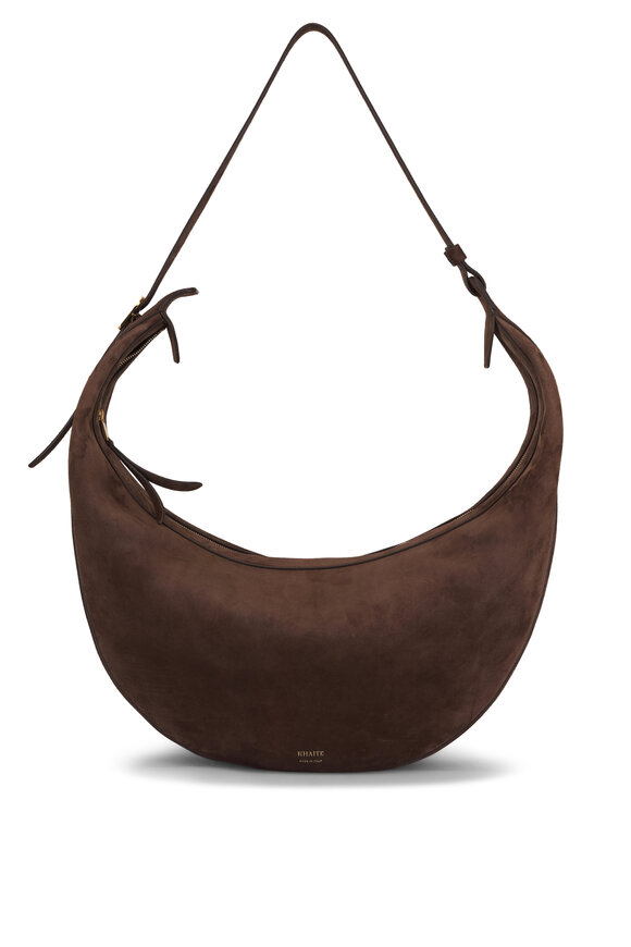 Khaite Augustina Dark Brown Suede Hobo - view 1